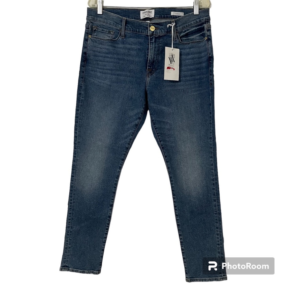 NWT Frame Denim Le Garcon Cuffed Crop Jeans Bixby Blue Size 31